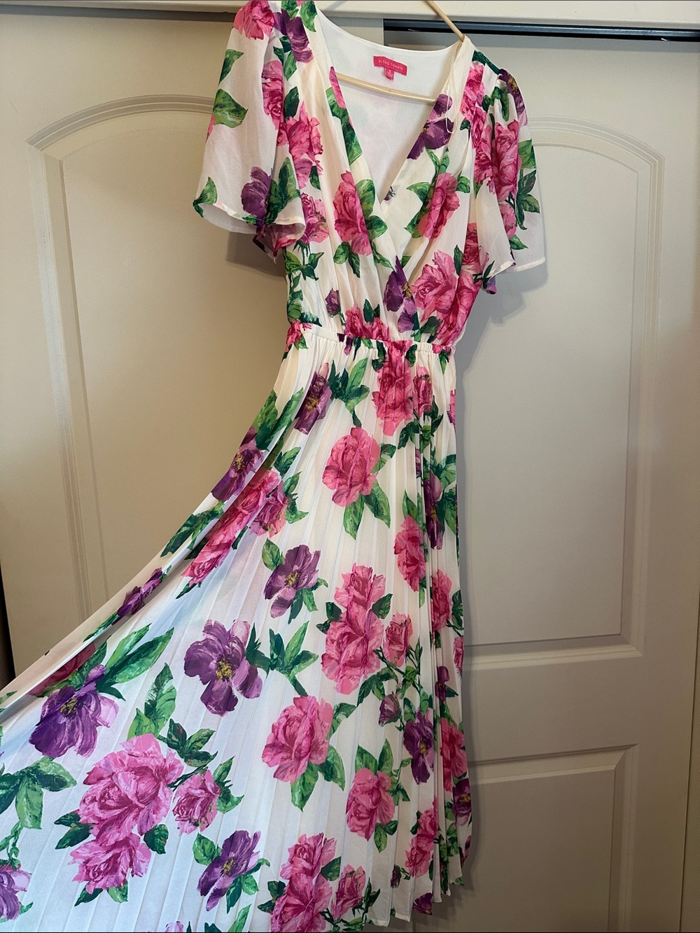 Flying Tomato White Maxi Dress with Pink & Purple Florals